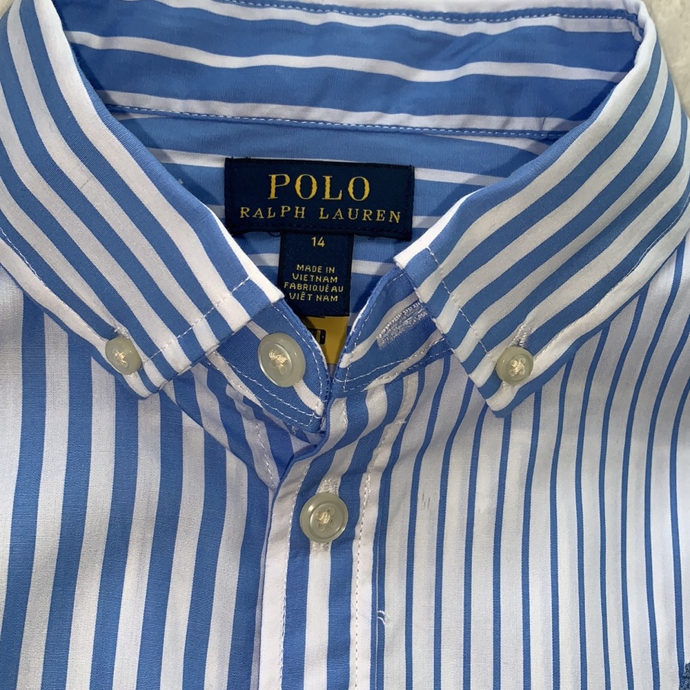 Polo Ralph Lauren Blue & White Striped Shirt Dress 14 EUC - Picture 10 of 16